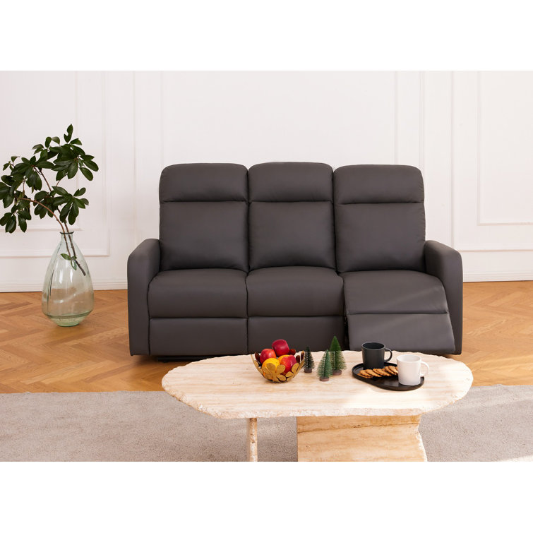 Brayden Studio Cantrall 183Cm Faux Leather Square Arm Reclining Sofa